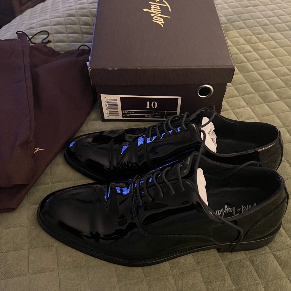 Lord & Taylor Black Patent Leather Lace-Up Derbys